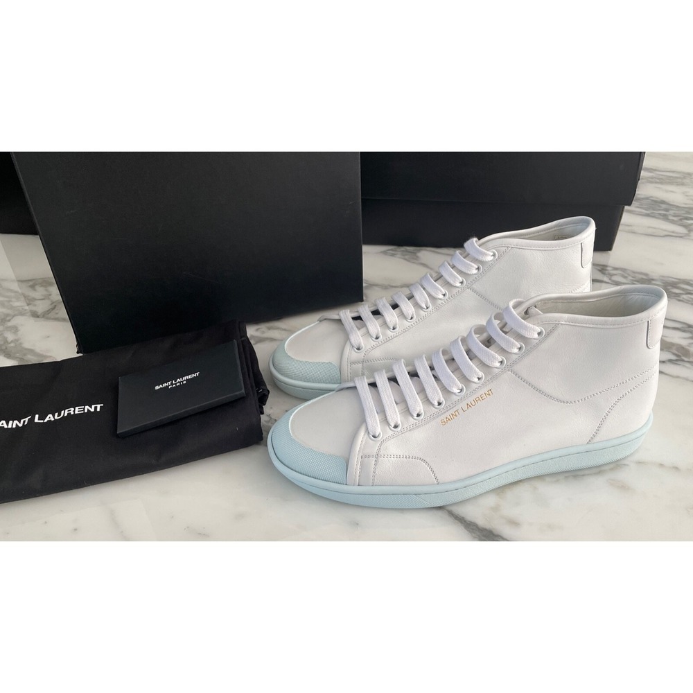 SAINT LAURENT 652773 9092  Men's White Leather High Top Shoes size 40 - Picture 2 of 8